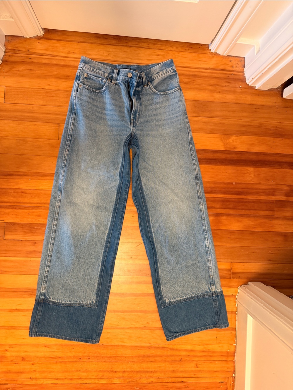 Jcrew Two-Tone Wide Leg Jeans